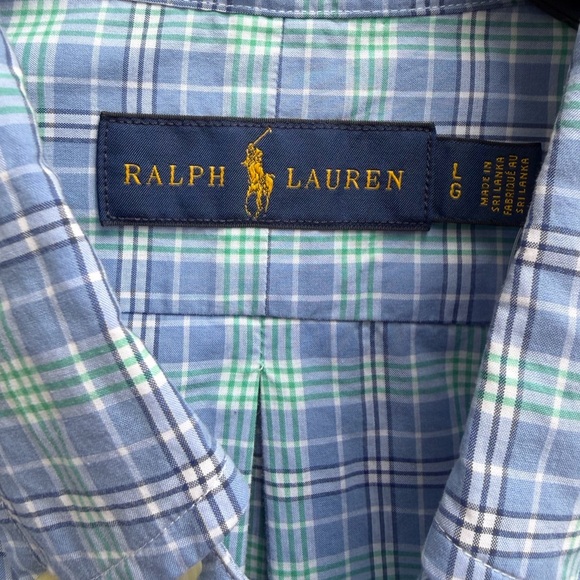 Polo Ralph Lauren Men’s Blue & Green Plaid L Long Sleeve Button Down Shirt T9 - Picture 6 of 7